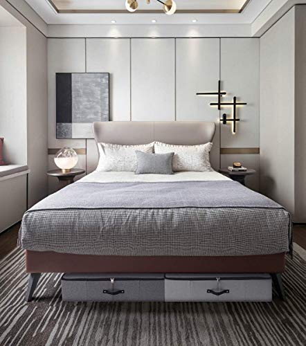 Faltbare stabile Unterbett-Aufbewahrungsbox mit Griff, Reißverschlussdeckel, Decken Kleidung Bettdecken Aufbewahrungsbehälter für Schlafzimmer und Kleiderschränke, 74,5 × 38 × 18cm, Schwarzgrau