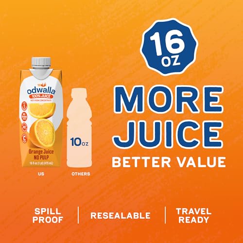 Image of Odwalla 100% Pure Orange Juice No Pulp - Hand-Picked OJ Juice - Vitamin C - No Sugar Added, No Artificial Ingredients, No Preservatives - 16 fl oz (12 Pack)