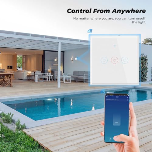 WiFi Smart Touch Switch Light Switch 2 Gang White, No Neutral+Have Neutral Dual Wiring Method Work with Alexa/Google Home APP Remote Control - Image 5