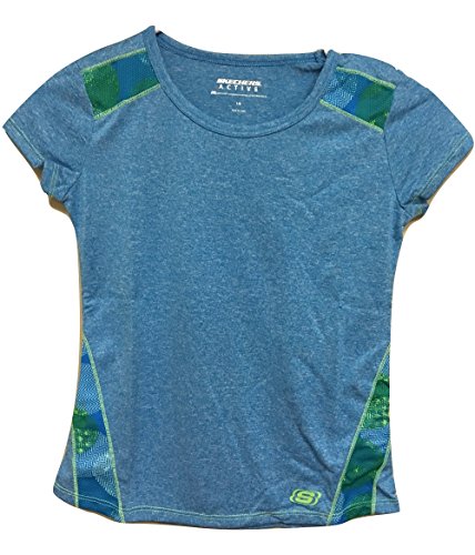 Skechers Active Girl's Short Sleeve Athletic Shirt Atomic Blue Heather 7/8