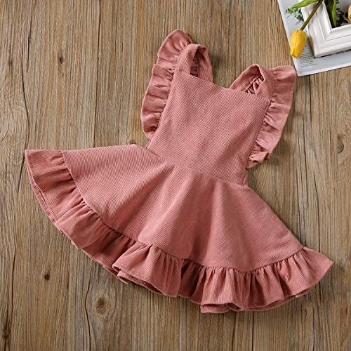 Image of Specialcal Baby Girls Velvet Suspender Skirt Infant Toddler Ruffled Casual Strap Sundress Summer Outfit Clothes