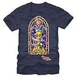 Nintendo Men's Zelda Stained Glass Protector T-Shirt, Navy, Medium