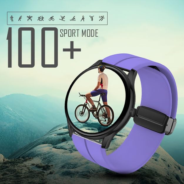 Image of GameSir Glavito Round Dial Smartwatch with 1.49 inch AMOLED Display, 100+ Sports Modes, IP67, Bluetooth Calling, Functional Crown Control, Health Tracking, 100+ Watch Faces, Men & Women (Magnetic Purple)