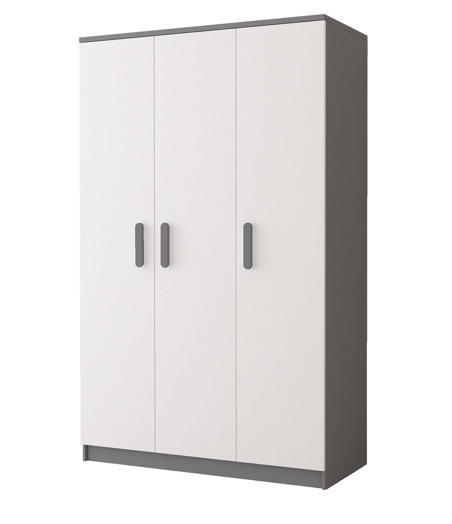 Fabryka Mebli Idźczak 4-teiliges Kinderzimmer-Set Jonas II 02 - Schrank, Wandregal, Kommode, Schreibtisch - Kleiderschrank - Skandinavischer Stil - Modern Design - Weiß/Grau