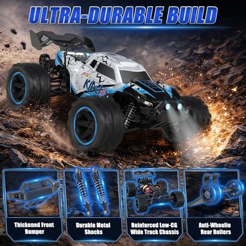 Vvoqeote 1/14 Fast RC Cars for Adults and Boys, 50 KPH 4WD Offroad RC Truck | All Terrain High Speed Hobby Remote Control Car, 60 Mins Runtime,2 Rechargeable Batteries - image 3
