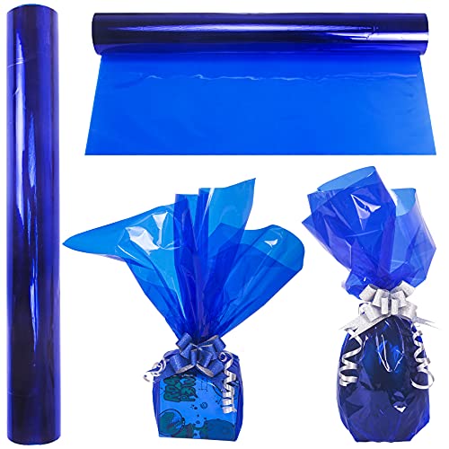 TOPTIME Rouleau de cellophane bleu roi | 30 m de long x 40,6 cm de large | 2,3 mm d'épaisseur | Papier d'emballage pour cadeaux, paniers, friandises | Décoration colorée pour violoncelle Cover