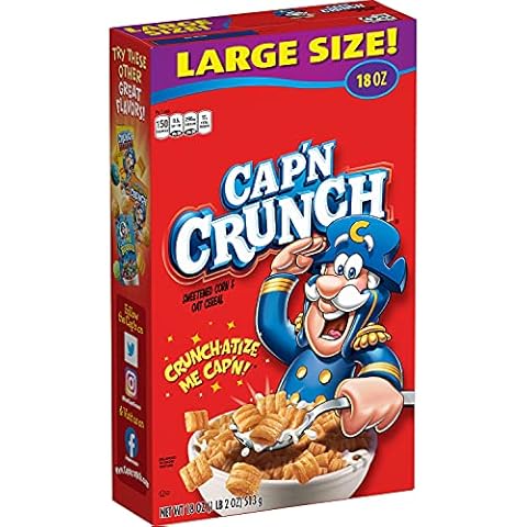 Quaker Cap'n Crunch Breakfast Cereal, 18oz Box, 18 Oz Cover