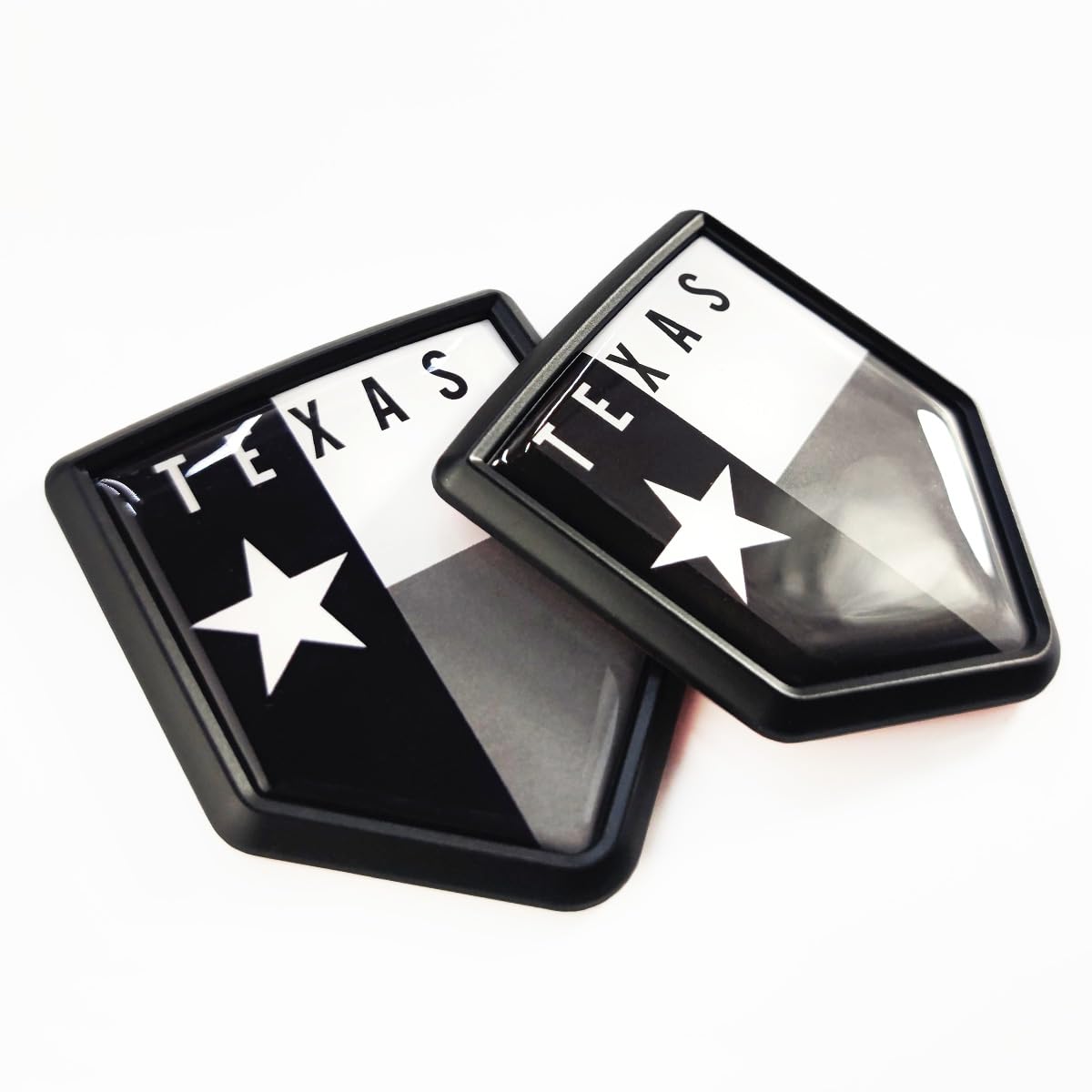 Newperlite Black Texas Flag Emblem Decal Car Sticker Chrome Shield Flags, 2 Pack