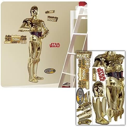 Star Wars Classic C-3PO Peel and Stick Giant Wall Decal (Stands 57'' Tall)