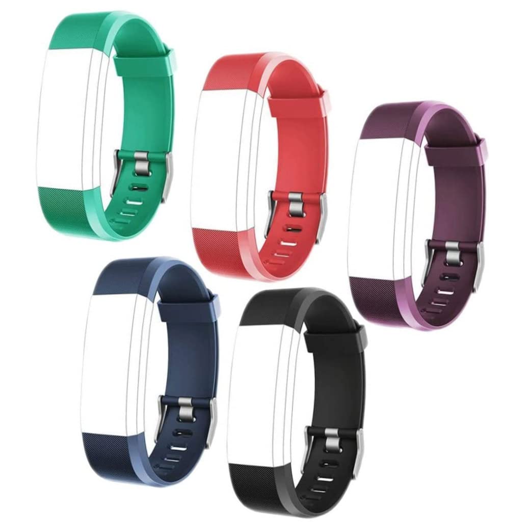 5pcs/Set Replacement Watch Straps, Adjustable ID115Plus HR Smartband Straps for Fitness Smart Watch (Black, Red, Blue, Green, Purple)