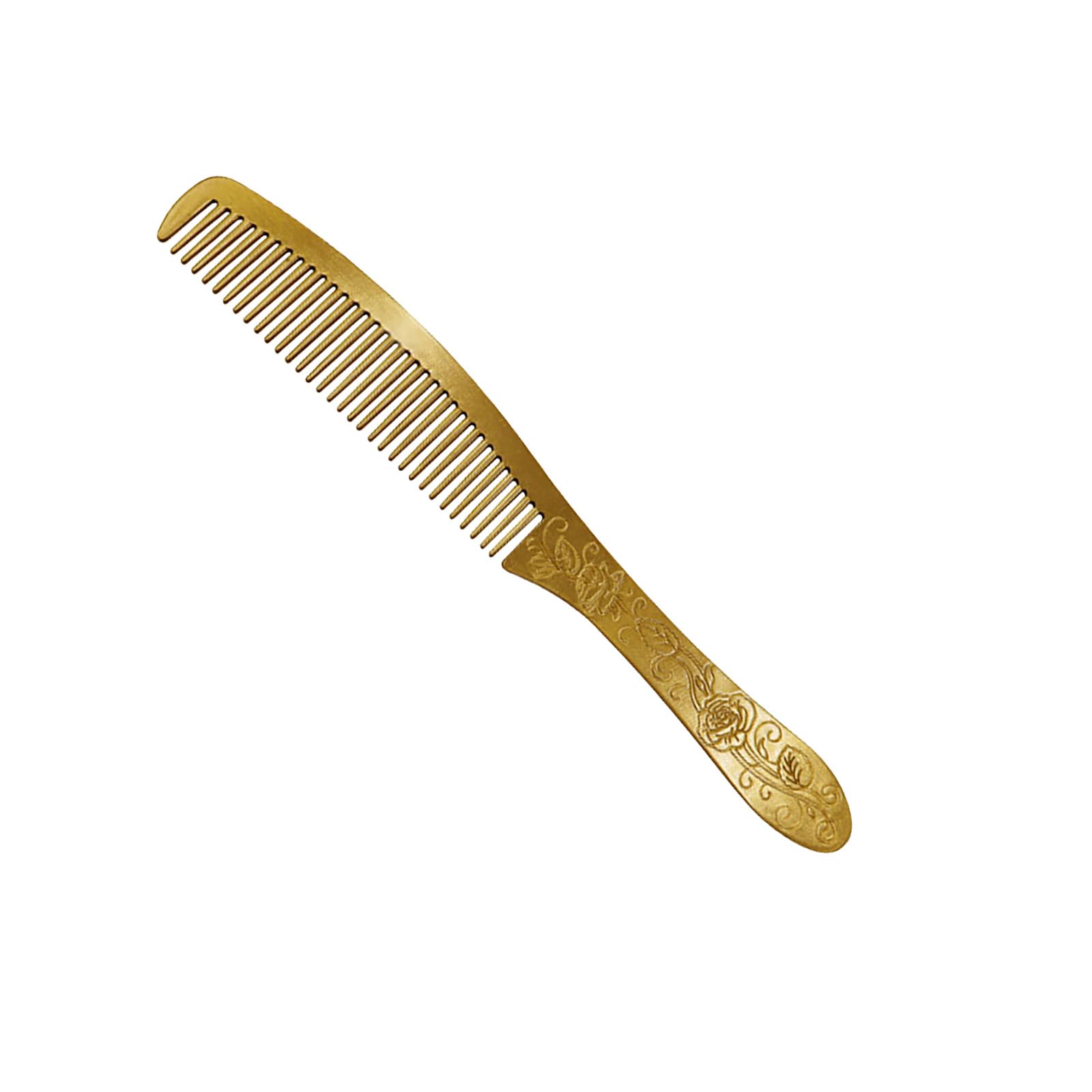 Solid Brass Comb, Handmade Carved Rose Pattern Metal Comb for Hair Barber Combs Hair Combs for Backpacking Travel Family for Women and Men