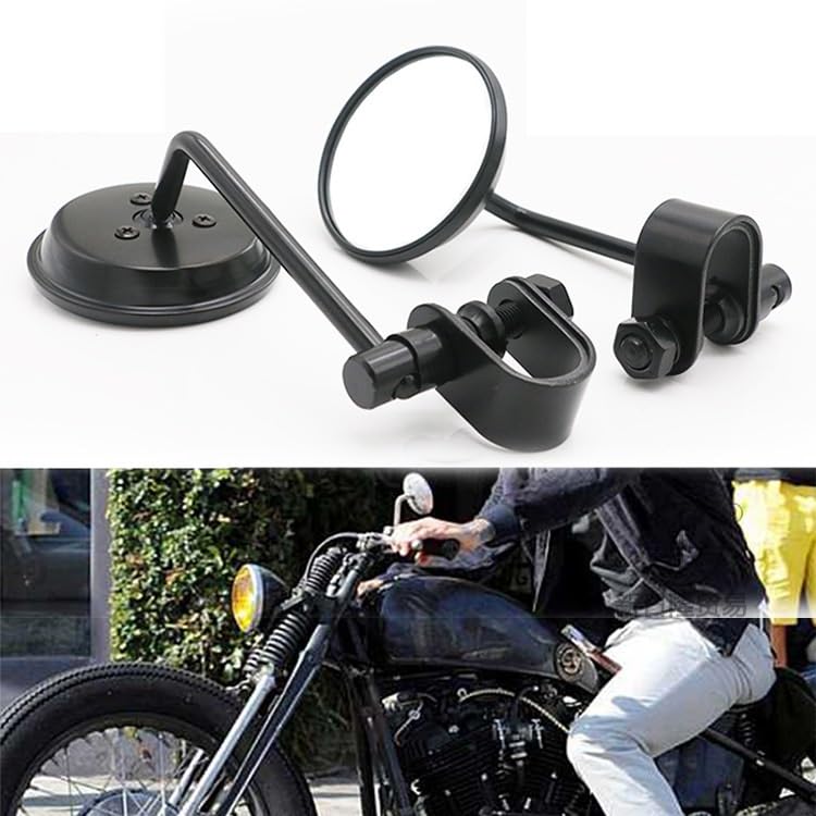 Amazon | ラウンドミラー ハンドルクランプ バイク汎用 左右