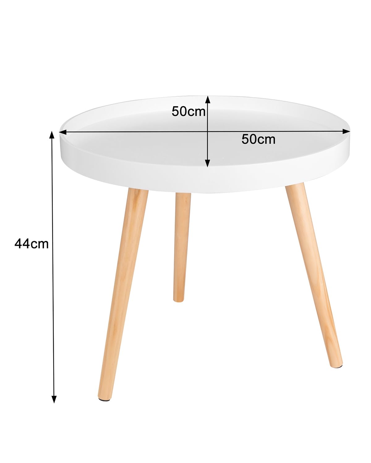WOLTU Tavolino da Salotto Moderno in Legno Tavolino Basso Decorativo Comodino Piccolo Bianco Quercia 50 x 50 x 44 cm (LxPxH) TS143ws