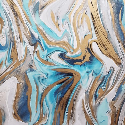 Nachhaltiges marmoriertes Geschenkpapier in Blau & Gold 50 cm x...