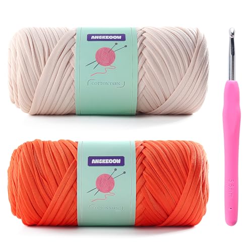 2 Skeins Tshirt Yarn for Crochet,Soft T Shirt Yarn...