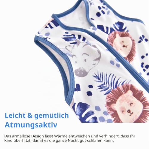 Chilsuessy Baby Sommerschlafsack mit Füßen 0.5 Tog Kleine Kinder Schlafsack mit Beinen Unwattiert 100% Baumwolle Schlafstrampler für Jungen… – Ansicht 2