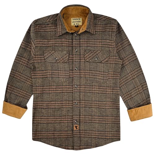 Men's Long Sleeve Plaid Button Down Casual Flannel Shirt, for Men Soft 100% Cotton, Corduroy Cuffs3