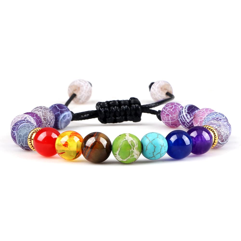 LLXYWJ 7 Chakra Armband Männer Schwarze Lava Tigerauge Steine ​​Heilung Balance Perlen Reiki Buddha Gebet Naturstein Yoga Armbänder Armreifen