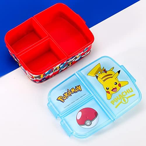 Zawadi Global PoKéMoN Kids Childrens Multi Compartment Rectangular School Travel Lunch Food Box Sandwich Bento Container, BPA Free