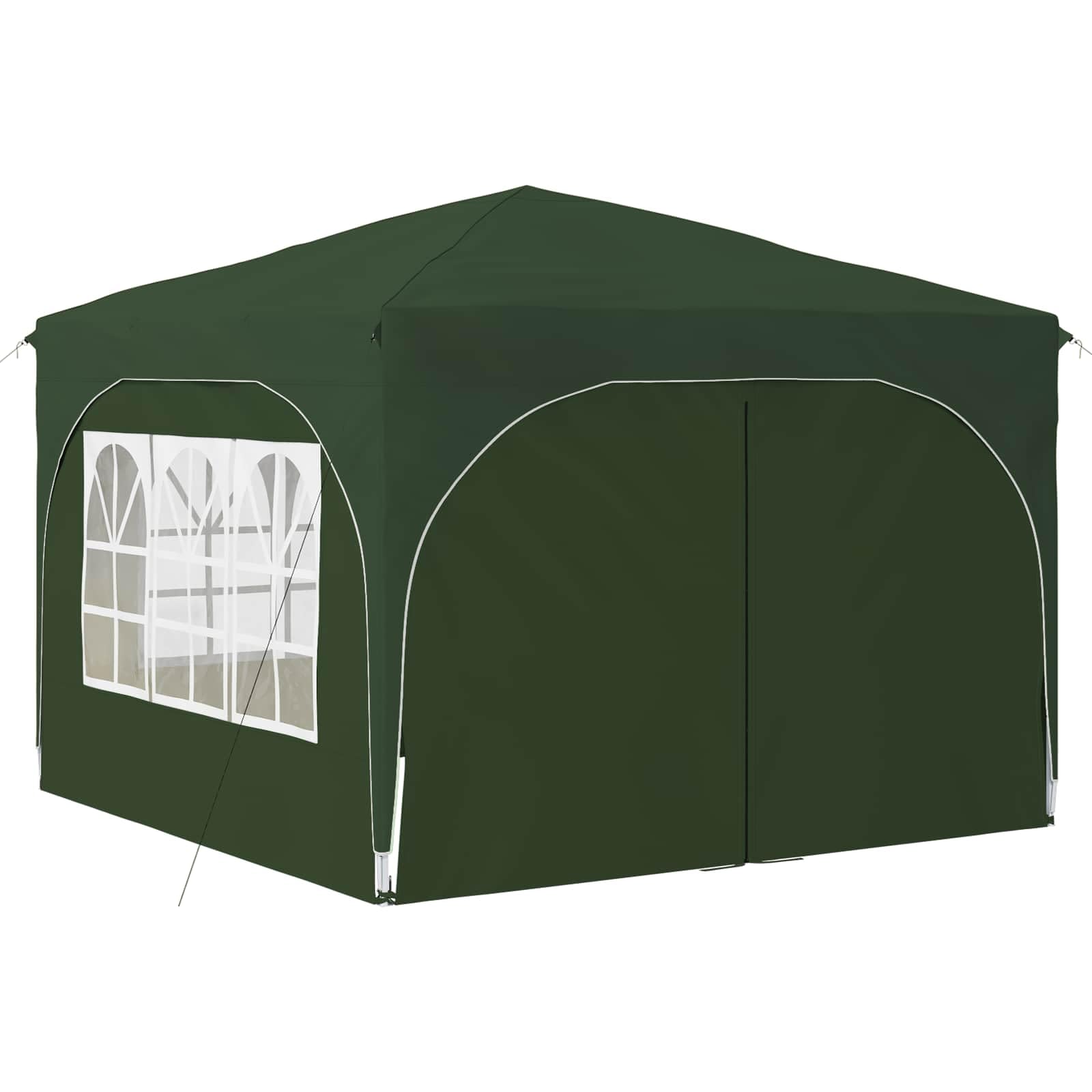 Składany namiot imprezowy 290 x 290 x 245 cm zielony | Tkanina Oxford 210D, wodoodporna, stalowa rama, w zestawie torba transportowa