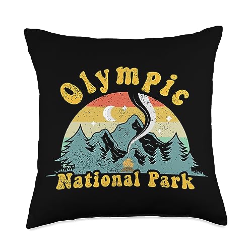 Olympic National Park Tees Olympic Mountain Washington National Park Throw Pillow, 18x18, Multicolor