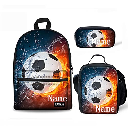 For U Designs Kids Backpack Fire Soccer Print School Bags For Boys With Tote Lunch Bags Pencil Box 3 In 1 Custom Name Book Bags #TOP5