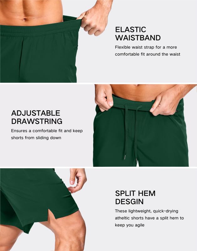 Image of GGJ Men's Lightweight Athletic Shorts with 2 Zipper Pockets 7 inch /9 inch /5 inch Gym Workout Running Quick Dry Tennis Shorts for Men