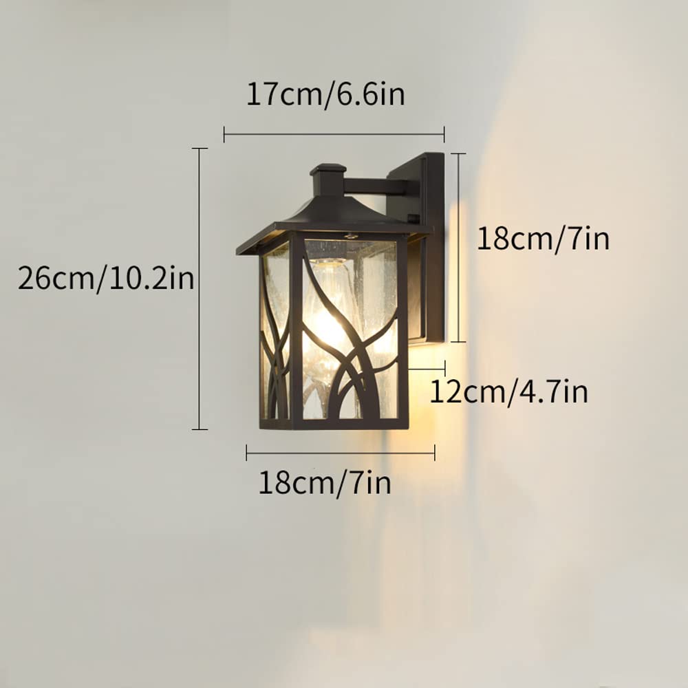 Kinkiet w stylu retro w stylu wiejskim z kwadratowego szkła, abażur, lampa ścienna, oświetlenie zewnętrzne, kinkiet, podwórze, ogrody.