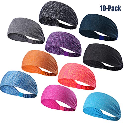DASUTA Set of 10 Women's Yoga Sport Athletic Headband for Running Sports Travel
