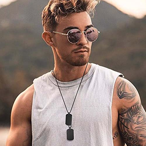 VNOX Dog Tag Necklace for Men Personalized Stainless Steel Military US Army ID Tag Double Dog Tag Dangling Pendant Necklace3