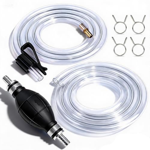 Image of Gasoline Siphon Hose, Gas Oil Water Fuel Transfer Siphon Pump, Portable Widely Use Hand Fuel Pump, Fuel Transfer Pump with PVC Hoses (Black)