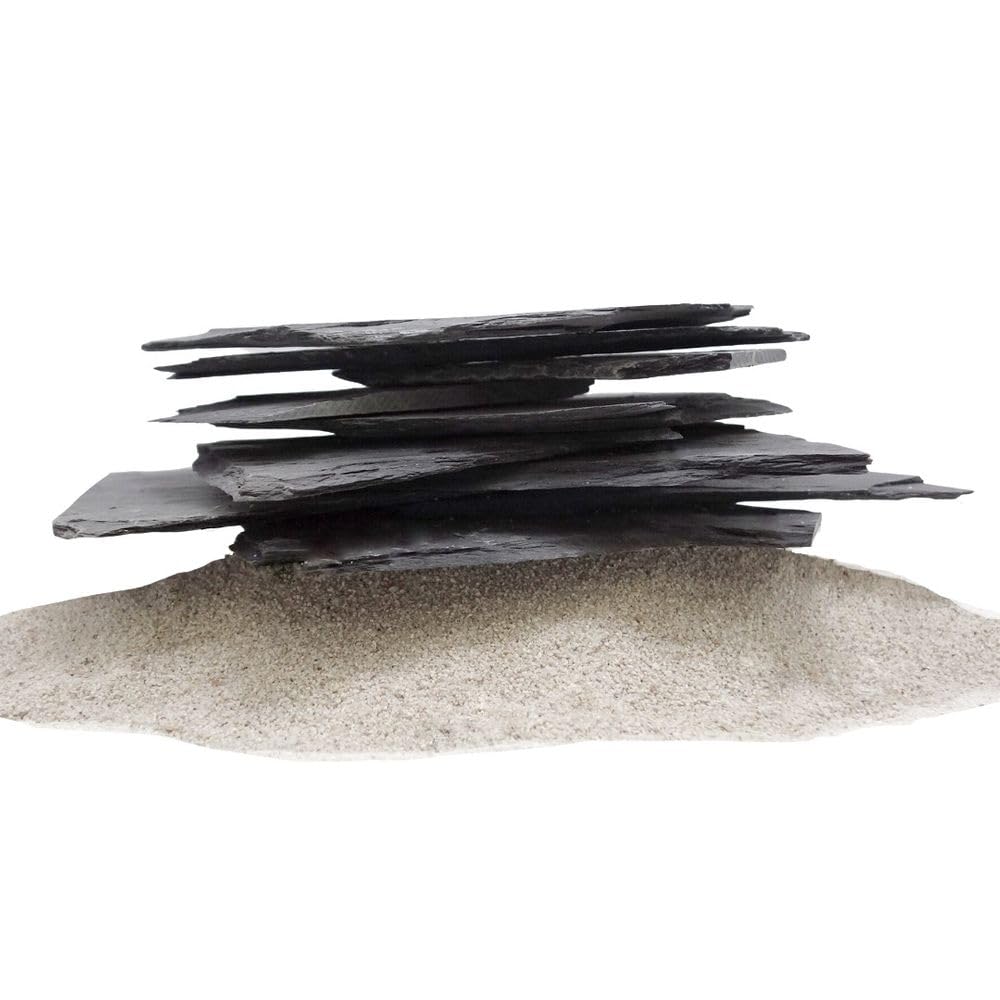 AquaOne Piastre per Acquario in Ardesia | Pietre Naturali 1 Pezzo di Ardesia 1,4-2,0 kg | Dimensioni 10-30 cm per Pietra | Decorazione per Aquascaping, Terrario