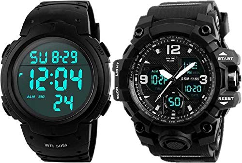 cheetah Digital Black Strap Black Dial Light Color Green Watch Pack of 2 Analogue Display Dual Time Waterproof Watch for Boys Mens (B08YXKG9SZ) Amazon Price History, Amazon Price Tracker