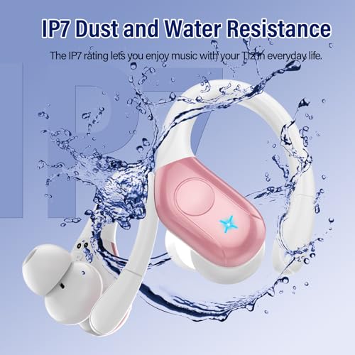Image of Qecnato Wireless Earbuds, Bluetooth Headphones Ear Buds, IP7 Waterproof Sports Earphones Bluetooth Earbuds with 4 ENC Mic, Running, Blush Pink