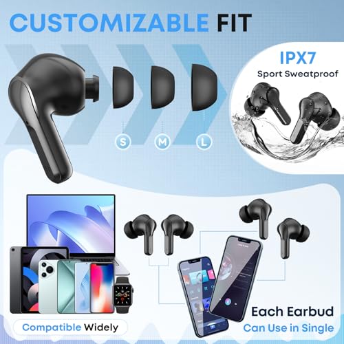 Image of Wireless Earbuds Bluetooth 5.4 Headphones Stereo Ear Buds Black