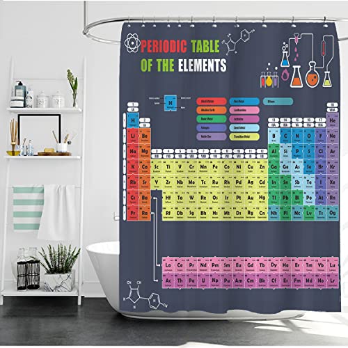 Unifeel Most Updated Periodic Table Of Elements Fabric Shower Curtains For Chemistry Teacher Use As Poster. Boys And Students Bathroom Gray Background, 71×71In #TOP1