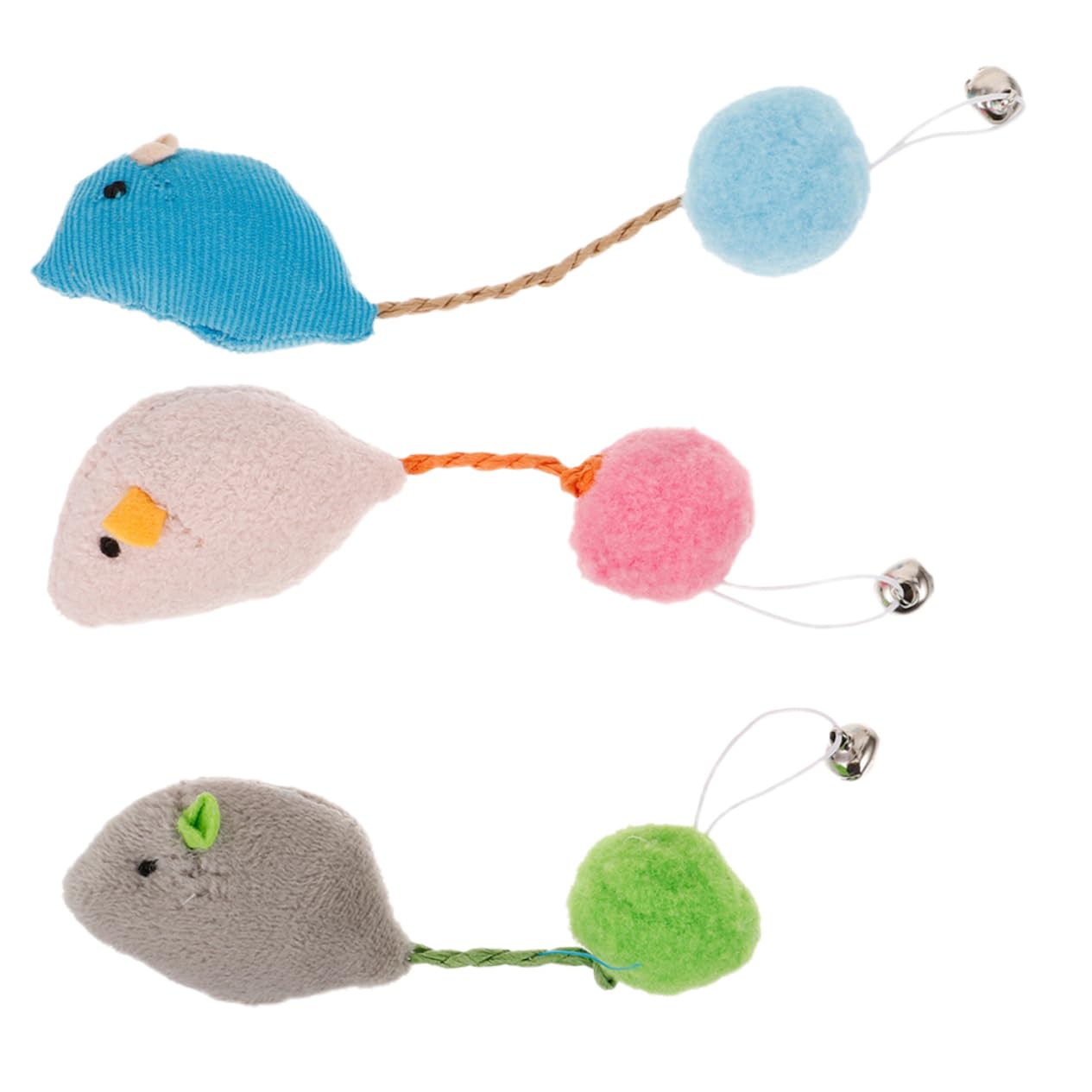 CORHAD 3Pcs Plush Mouse for Cats Interactive Chew with Bell Stuffed Mice for Kittens Engaging Playtime for Exercise and Bonding Halloween Cat
