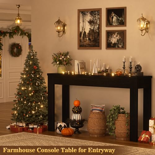 Image of Armocity Console Table, 47 inch Farmhouse Wood Entryway Table, Sofa Tables Narrow Long Behind Couch, Entry Table for Entrance, Hallway, Living Room, Embossed Black
