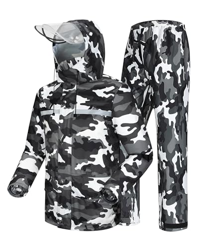 Image of iCreek Rain Suit Waterproof Jacket and Pants Hi Vis Raincoat for Men and Women Reflective Outdoor for All-Sport Work