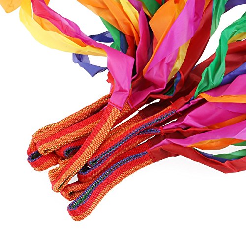 ORZIZRO Rainbow Dance Ribbons, 12PCS Rhythm Ribbon Streamers for Kids Children Adults - Bright & Multi-Colored - Thumbnail 3