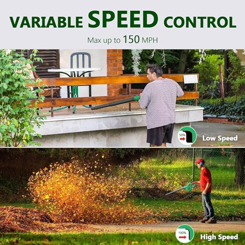 Image of KIMO Cordless Leaf Blower & Vacuum with 2 X 2.0 Battery & Charger, 2-in-1 20V Leaf Blower Cordless, 150CFM Lightweight (w /Leaf Blower Bare Tool)
