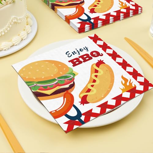 Servilletas para barbacoa con diseño estampado de parrillas 5