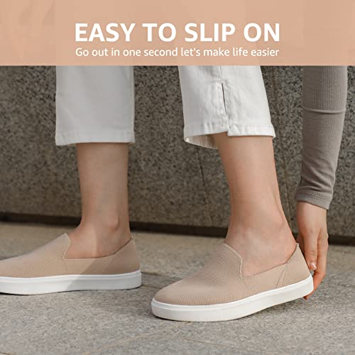 Stq Slip On Sneakers For Women Comfortable Loafers Breathable Knit Casual Tennis Skate Shoes Sand 7 Us #TOP3