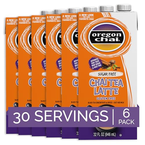 Oregon Chai Sugar Free Chai Concentrate, 32 Fluid Ounce (Pack of 6)