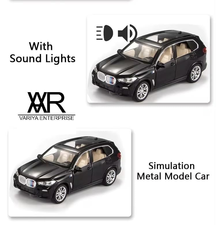 Image of Exclusive Alloy Metal Pull Back Die-Cast Car Diecast Metal Pullback Toy Car with Openable 6 Doors,Light Music Boys Gifts Toys (1:32 B-M-W X5 - Multicolor)