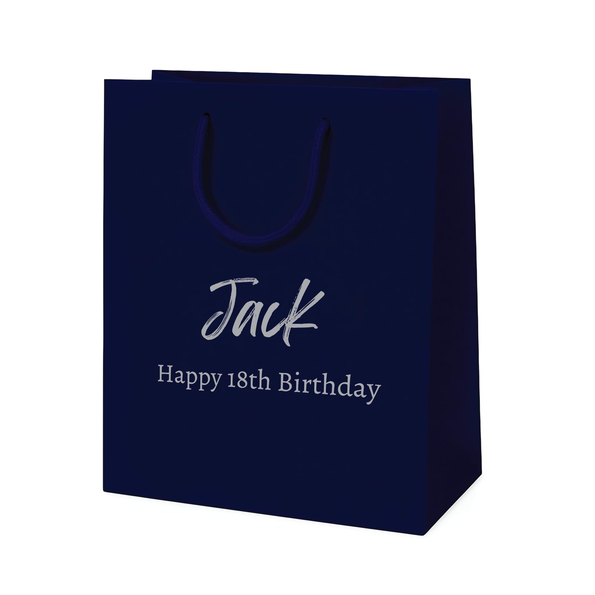 COOKIES AND KOALAS Personalised Birthday Gift Bag – Luxury Blue Foil Printed Gift Bag – Small 20×24×10 cm – Custom Gold or Silver Foil Name – Reusable Birthday Gift Packaging for Him, Her or Kids