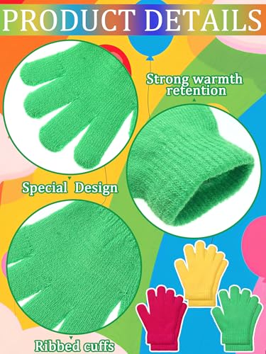 image for EBOOT 3 Pairs Kids Winter Knit Gloves Stretchy Full Finger Fluffy Mitt