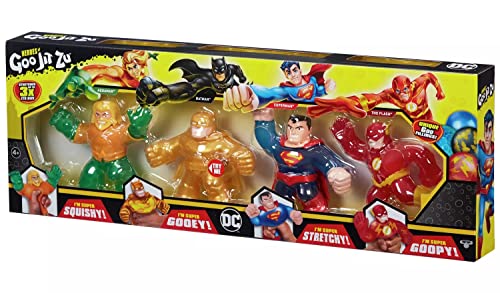 Heroes of Goo Jit Zu DC Hero - Paquete de 4 figuras – Exclusivo Batman dorado, Superman, Aquaman y...