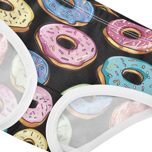 Wusikd Colorful Doughnuts Girls' Underwear Cotton Black Girls Briefs Soft Toddler Underwear 2T4