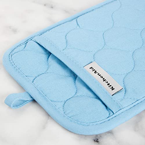KitchenAid Quilted Cotton Terry Cloth Oven Mitt, Pot Holder Set di Asciugamani da Cucina, Guanto da Forno e presina, Cotone e Poliestere, Velluto Blu - immagine 6